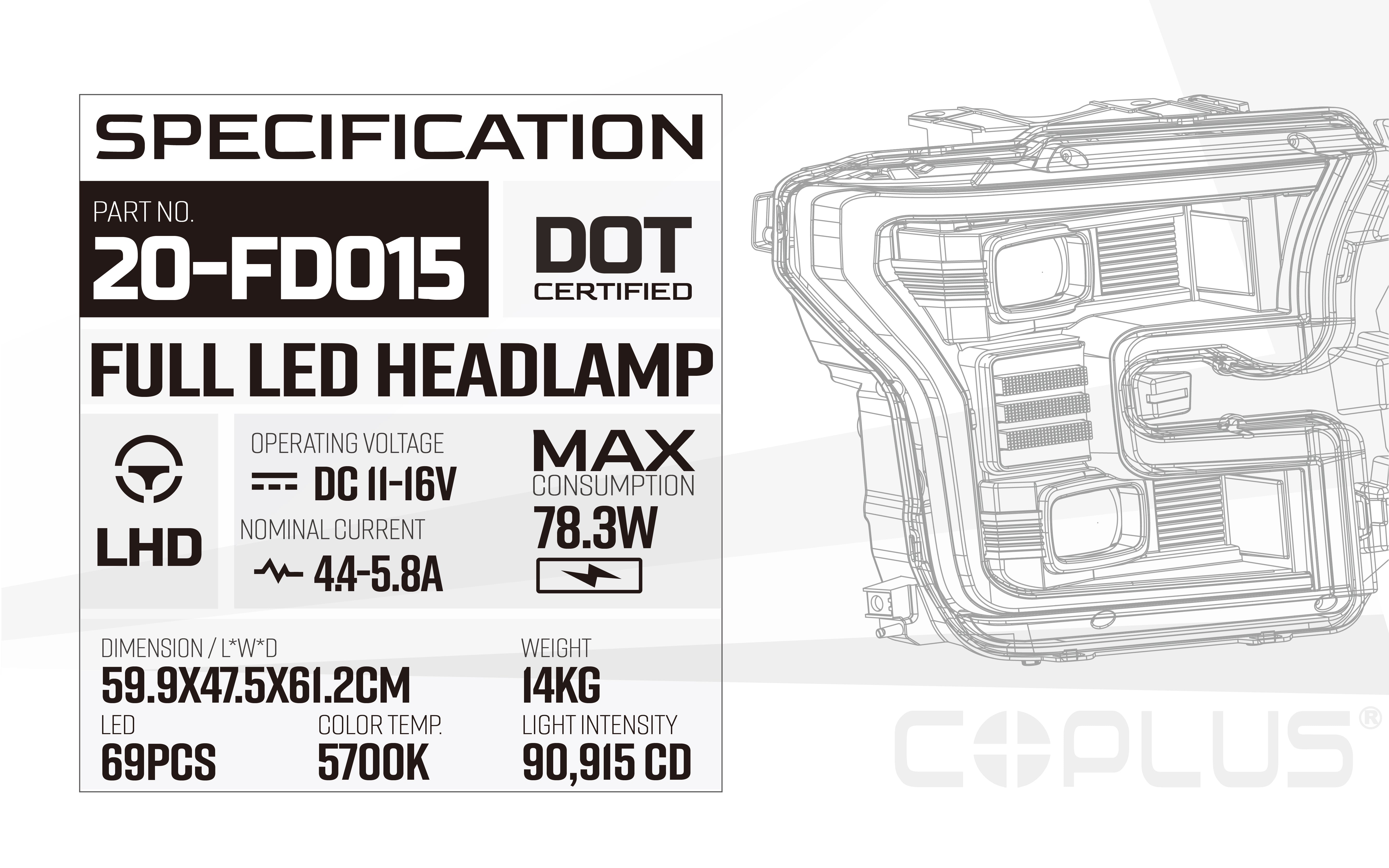 2015-2017 FORD F150 Headlight